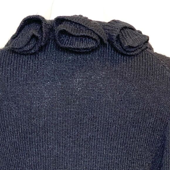 Soft Surroundings black alpaca blend rosette cardigan sweater size M - Picture 10 of 16